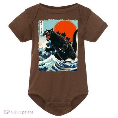 Catzilla Cat Japanese Art Cat Gift Baby Bodysuit