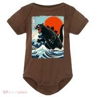 Catzilla Cat Japanese Art Cat Gift Baby Bodysuit thumb 0