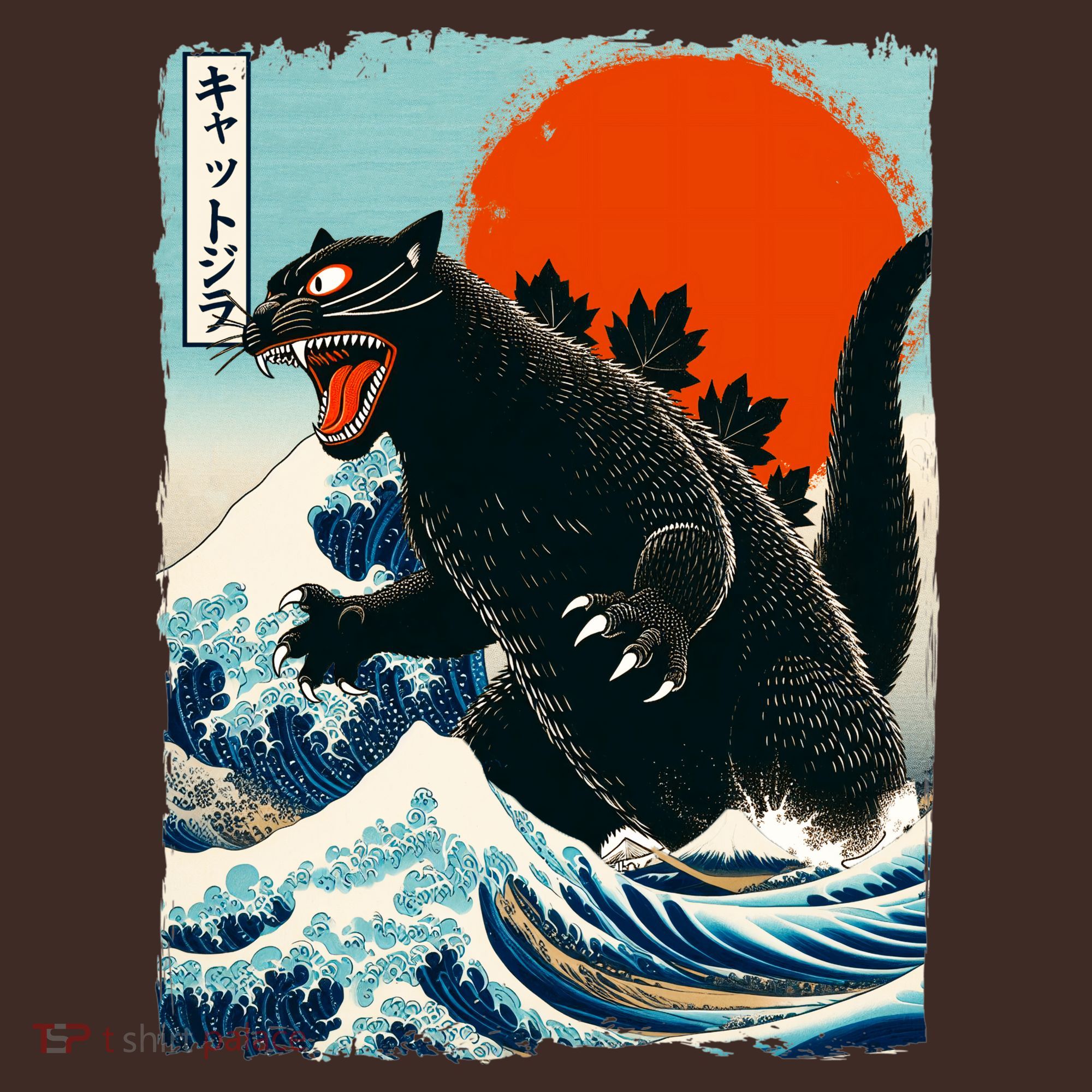 Catzilla Cat Japanese Art Cat Gift Kids Hoodie