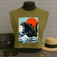 Catzilla Cat Japanese Art Cat Gift Garment-Dyed Women's Muscle Tee thumb 3