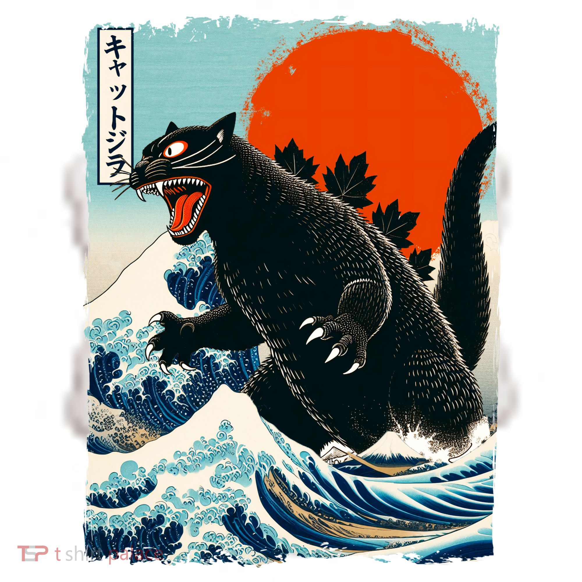 Catzilla Cat Japanese Art Cat Gift Ceramic Ornament