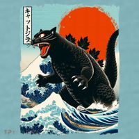 Catzilla Cat Japanese Art Cat Gift Sueded Cloud Jersey T-Shirt thumb 2