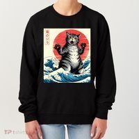 Catzilla Cat Japanese Art Funny Cat Gifts Women's Sweatshirt thumb 0