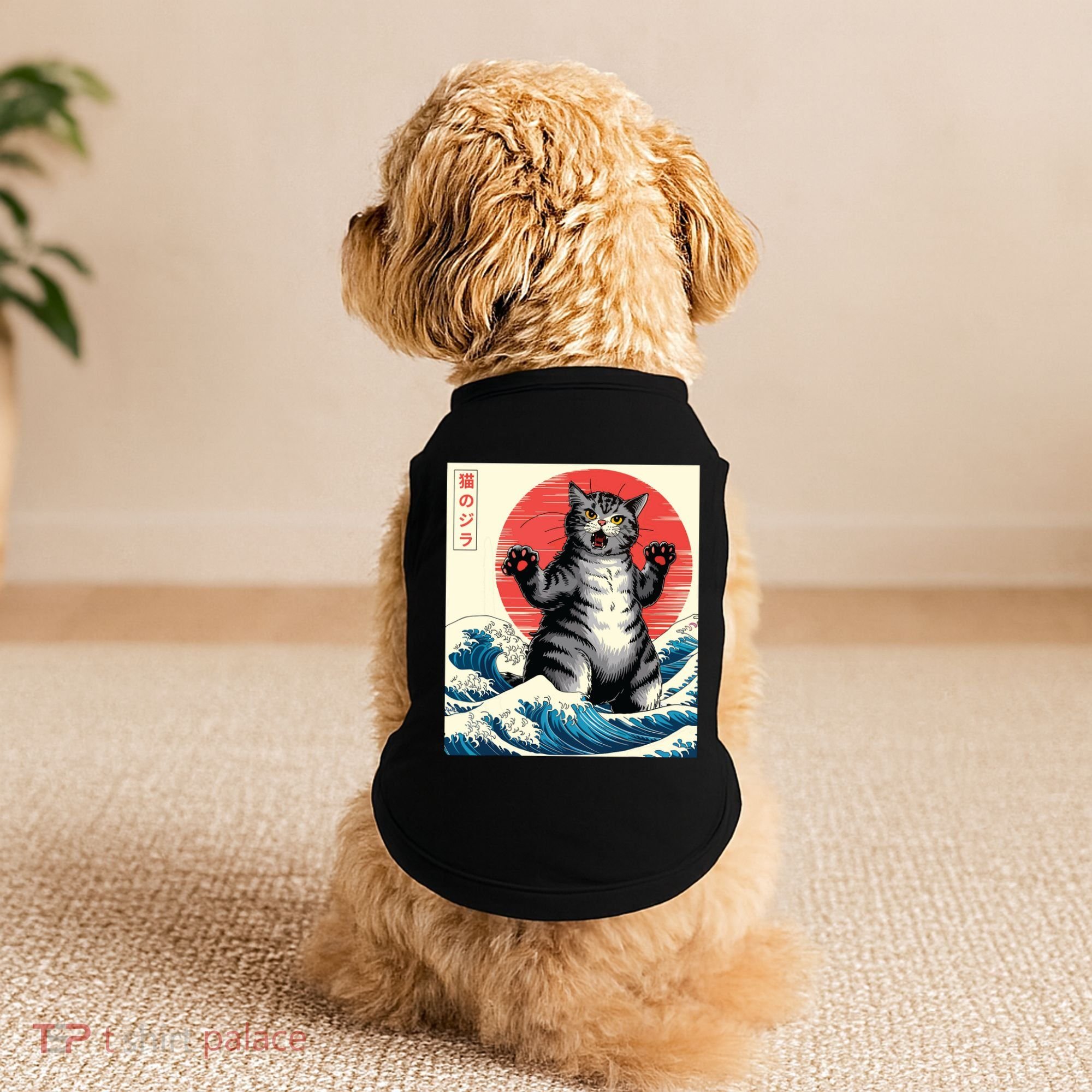 Catzilla Cat Japanese Art Funny Cat Gifts Doggie Tank