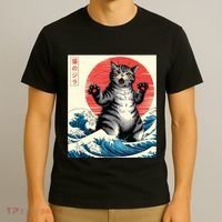 Catzilla Cat Japanese Art Funny Cat Gifts T-Shirt thumb 3