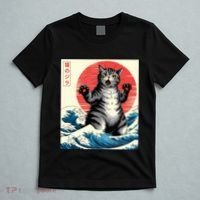 Catzilla Cat Japanese Art Funny Cat Gifts T-Shirt thumb 5
