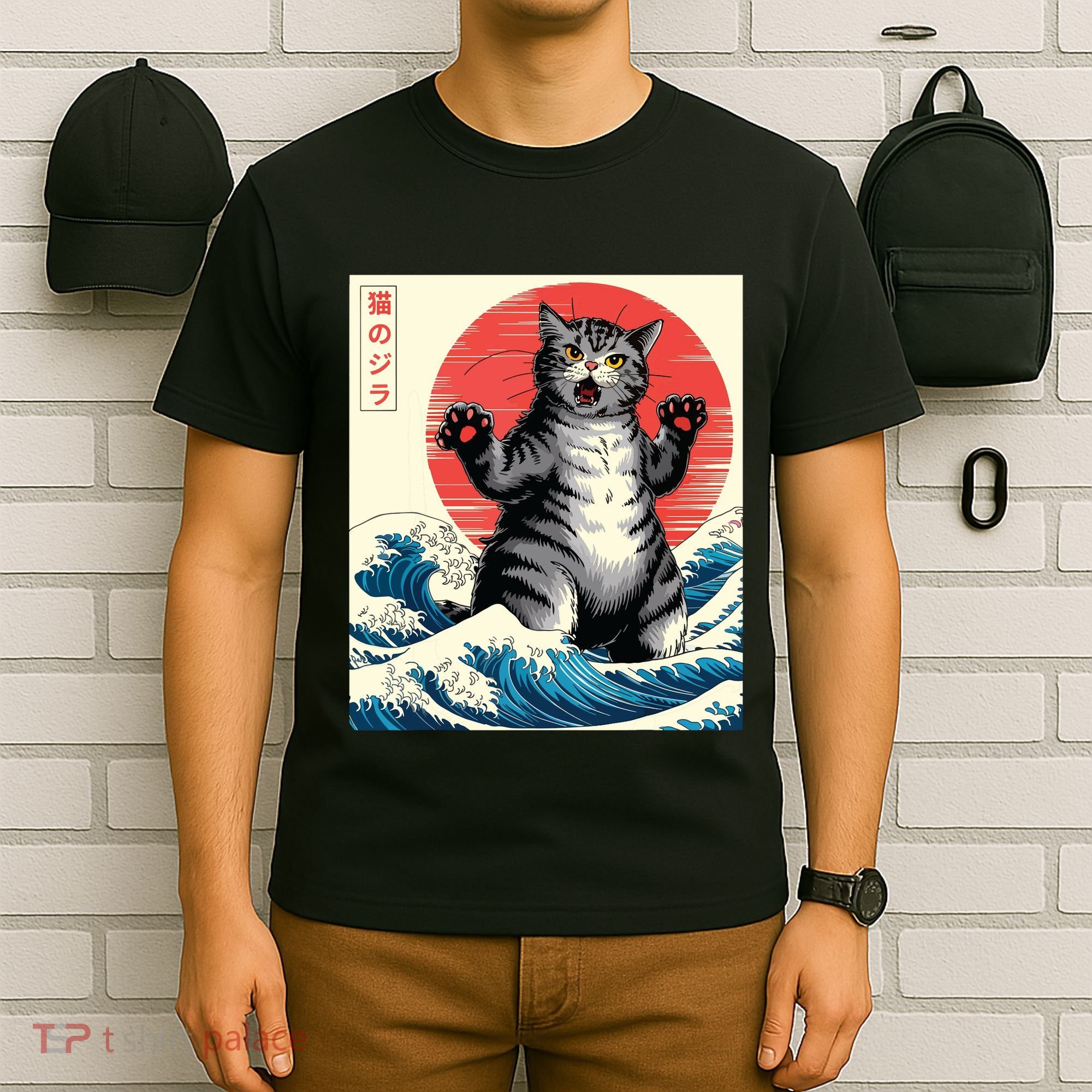 Catzilla Cat Japanese Art Funny Cat Gifts T-Shirt