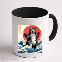 Catzilla Cat Japanese Art Funny Cat Gifts Coffee Mug thumb 1