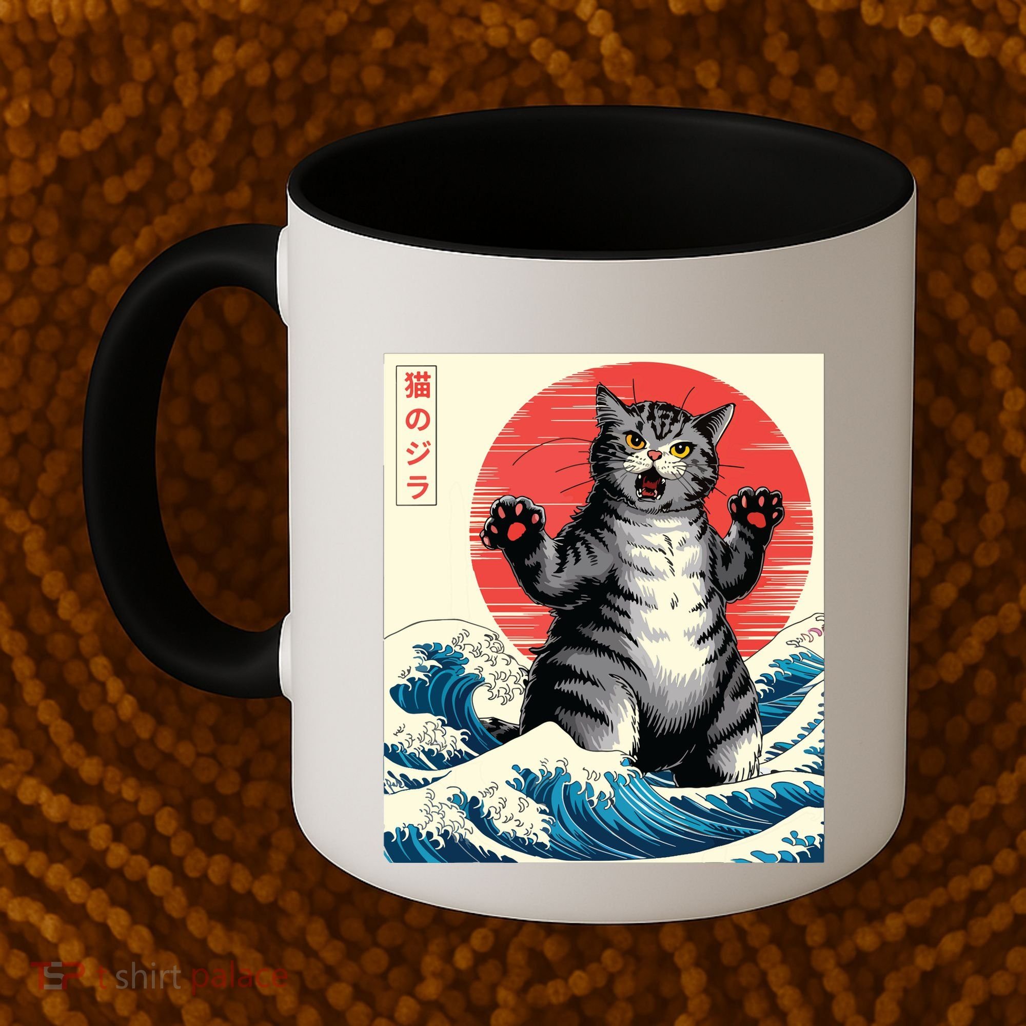 Catzilla Cat Japanese Art Funny Cat Gifts Coffee Mug