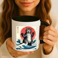 Catzilla Cat Japanese Art Funny Cat Gifts Coffee Mug thumb 3