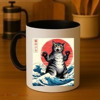 Catzilla Cat Japanese Art Funny Cat Gifts Coffee Mug thumb 4