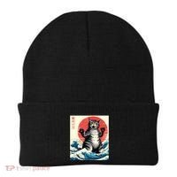 Catzilla Cat Japanese Art Funny Cat Gifts Beanie thumb 0