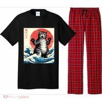 Catzilla Cat Japanese Art Funny Cat Gifts Pajama Set thumb 0