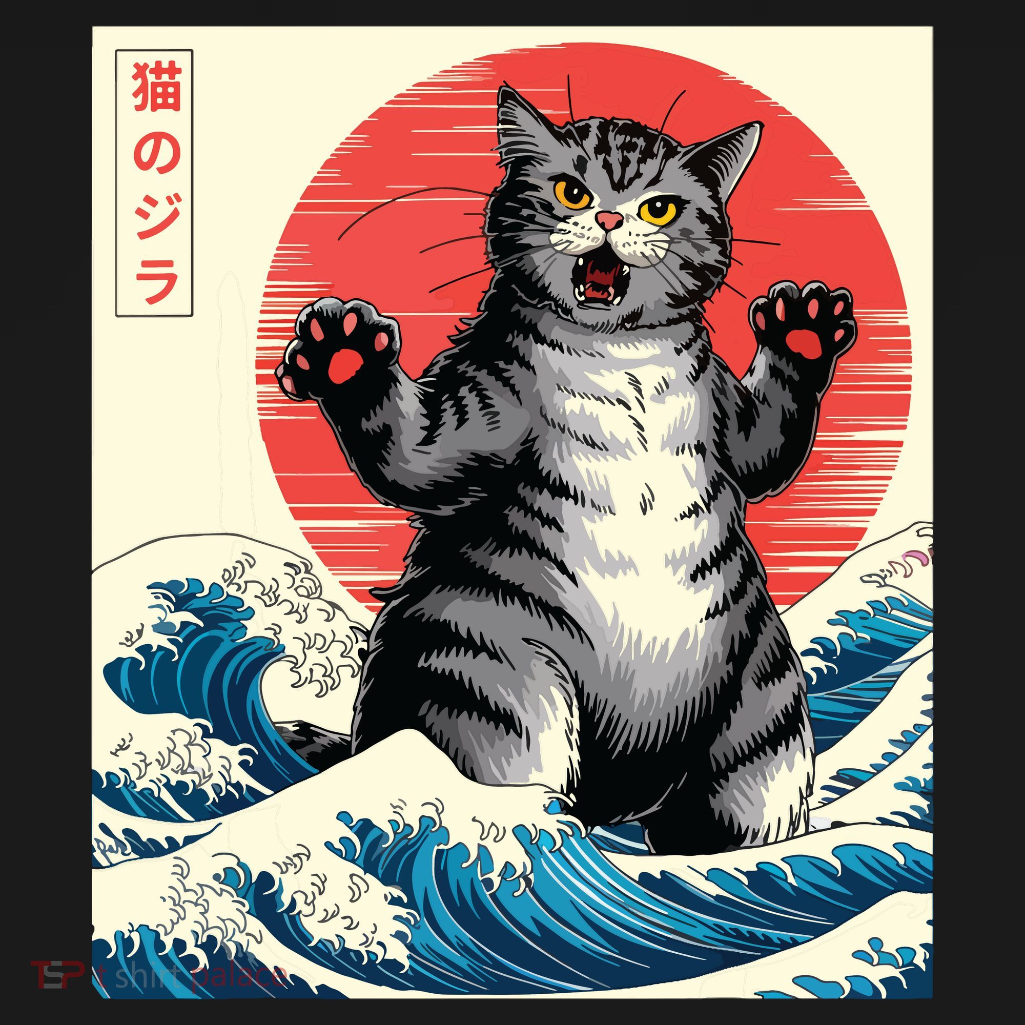 Catzilla Cat Japanese Art Funny Cat Gifts Women's Hoodie