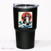 Catzilla Cat Japanese Art Funny Cat Gifts Tumbler thumb 0