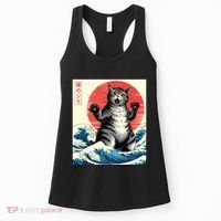 Catzilla Cat Japanese Art Funny Cat Gifts Women's Tank Top thumb 0
