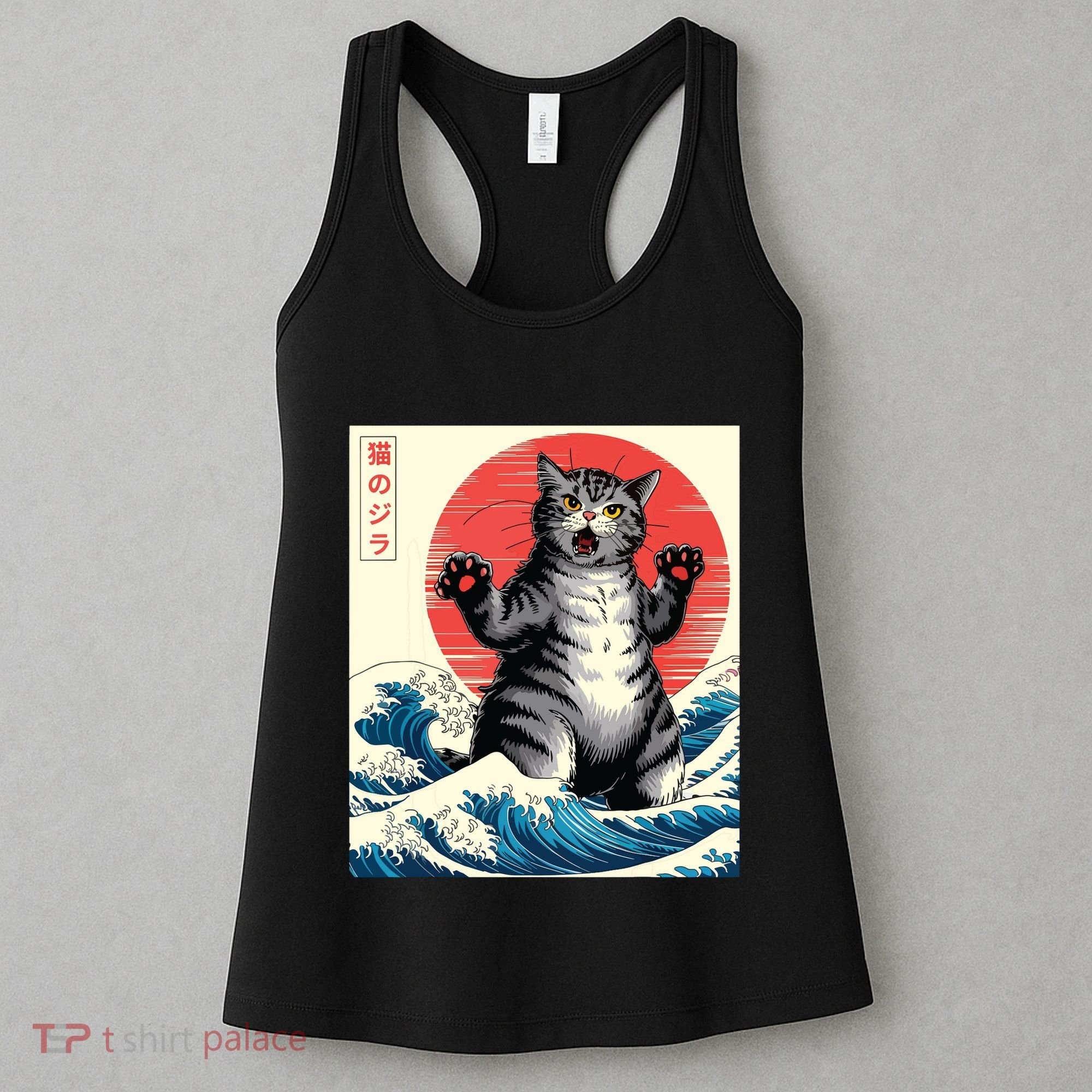 Catzilla Cat Japanese Art Funny Cat Gifts Women's Tank Top