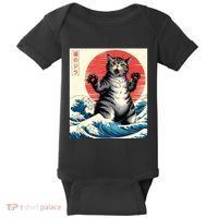 Catzilla Cat Japanese Art Funny Cat Gifts Baby Bodysuit thumb 0