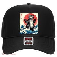 Catzilla Cat Japanese Art Funny Cat Gifts Hat thumb 0
