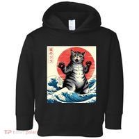 Catzilla Cat Japanese Art Funny Cat Gifts Toddler Hoodie thumb 0