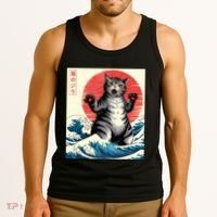 Catzilla Cat Japanese Art Funny Cat Gifts Tank Top thumb 3