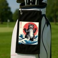 Catzilla Cat Japanese Art Funny Cat Gifts Golf Towel thumb 2