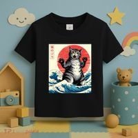 Catzilla Cat Japanese Art Funny Cat Gifts Toddler T-Shirt thumb 3