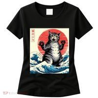 Catzilla Cat Japanese Art Funny Cat Gifts Women's T-Shirt thumb 0