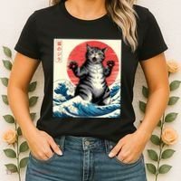 Catzilla Cat Japanese Art Funny Cat Gifts Women's T-Shirt thumb 2