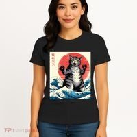 Catzilla Cat Japanese Art Funny Cat Gifts Women's T-Shirt thumb 4