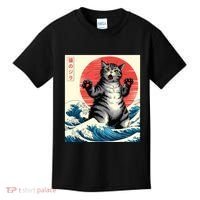 Catzilla Cat Japanese Art Funny Cat Gifts Kids T-Shirt thumb 0