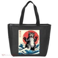 Catzilla Cat Japanese Art Funny Cat Gifts Tote Bag thumb 0