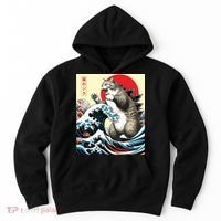 Catzilla Cat Japanese Art Funny Cat Gifts Hoodie thumb 0