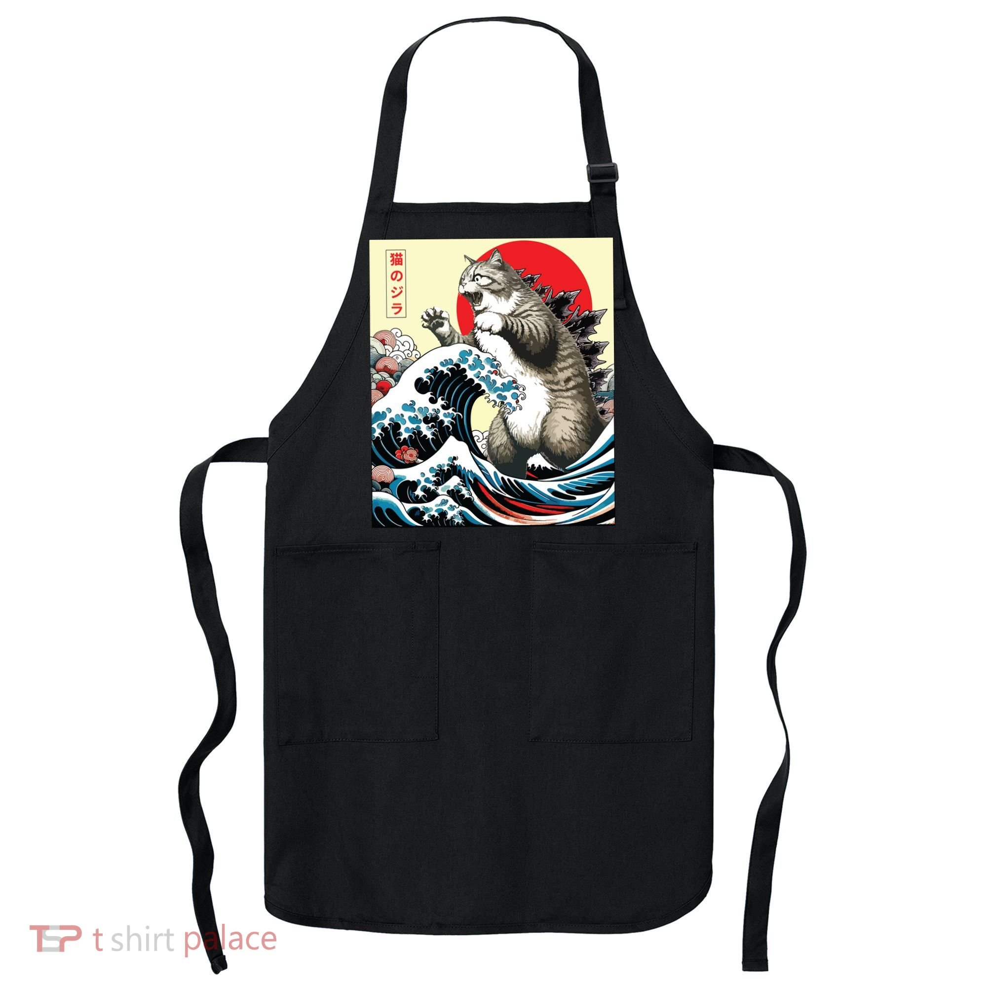 Catzilla Cat Japanese Art Funny Cat Gifts Apron