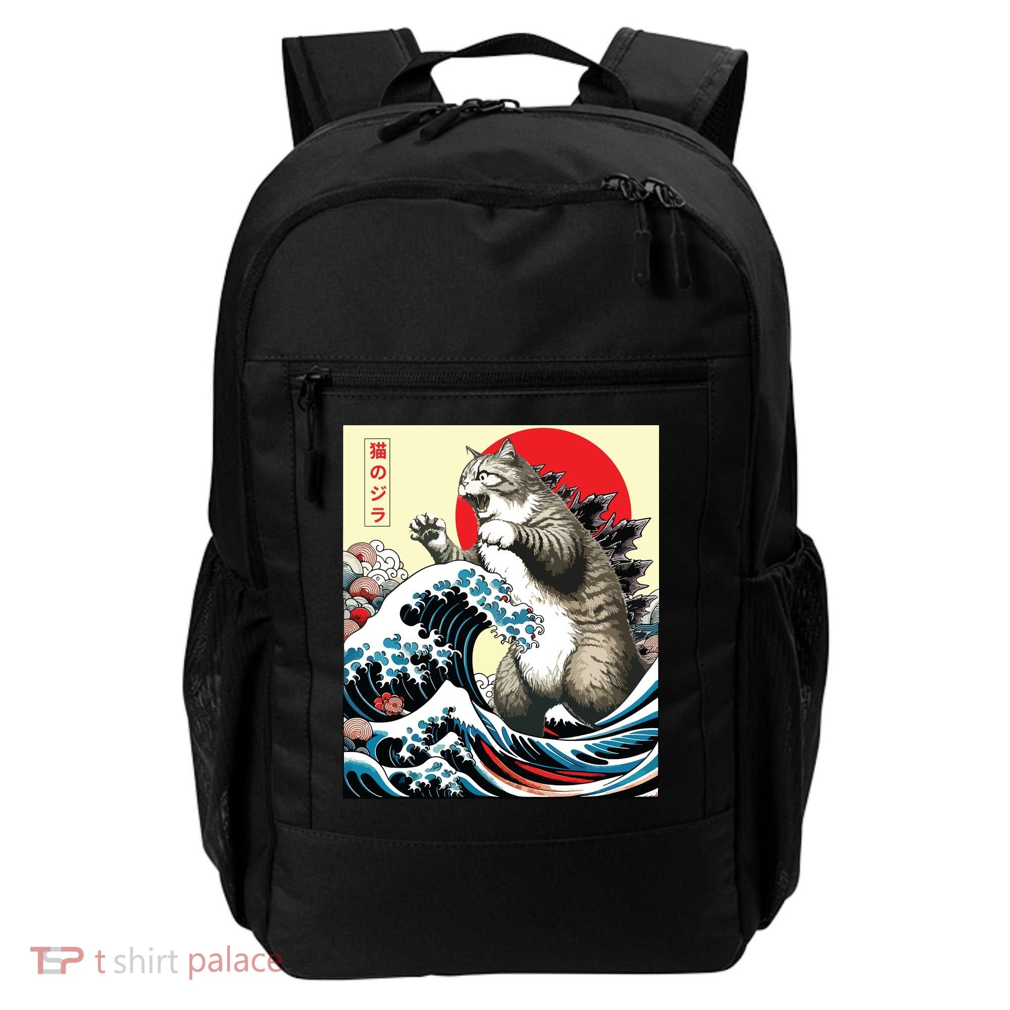 Catzilla Cat Japanese Art Funny Cat Gifts Backpack