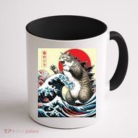 Catzilla Cat Japanese Art Funny Cat Gifts Coffee Mug thumb 1