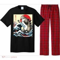 Catzilla Cat Japanese Art Funny Cat Gifts Pajama Set thumb 0