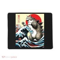 Catzilla Cat Japanese Art Funny Cat Gifts Mousepad thumb 0