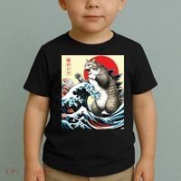 Catzilla Cat Japanese Art Funny Cat Gifts Toddler T-Shirt thumb 2