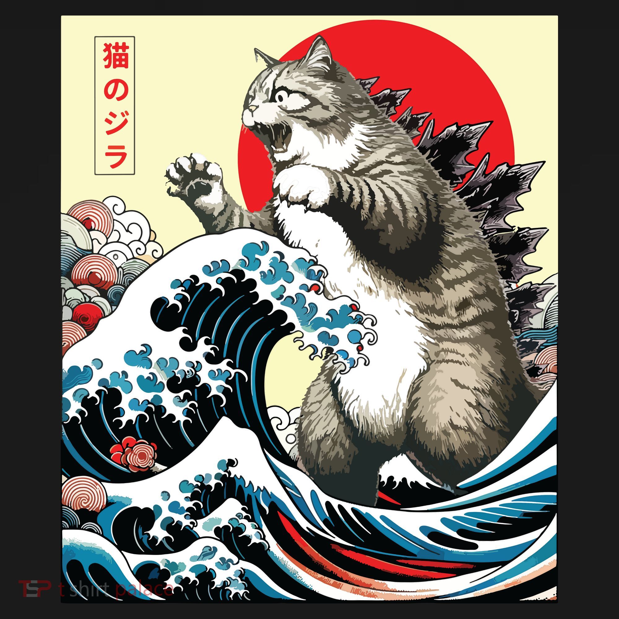 Catzilla Cat Japanese Art Funny Cat Gifts Women's Long Sleeve Shirt