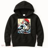 Catzilla Cat Japanese Art Funny Cat Gifts Kids Hoodie thumb 0
