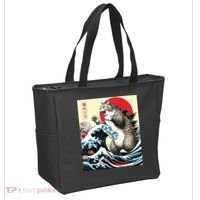 Catzilla Cat Japanese Art Funny Cat Gifts Tote Bag thumb 2