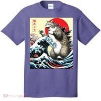Catzilla Cat Japanese Art Funny Cat Gifts T-Shirt thumb 0