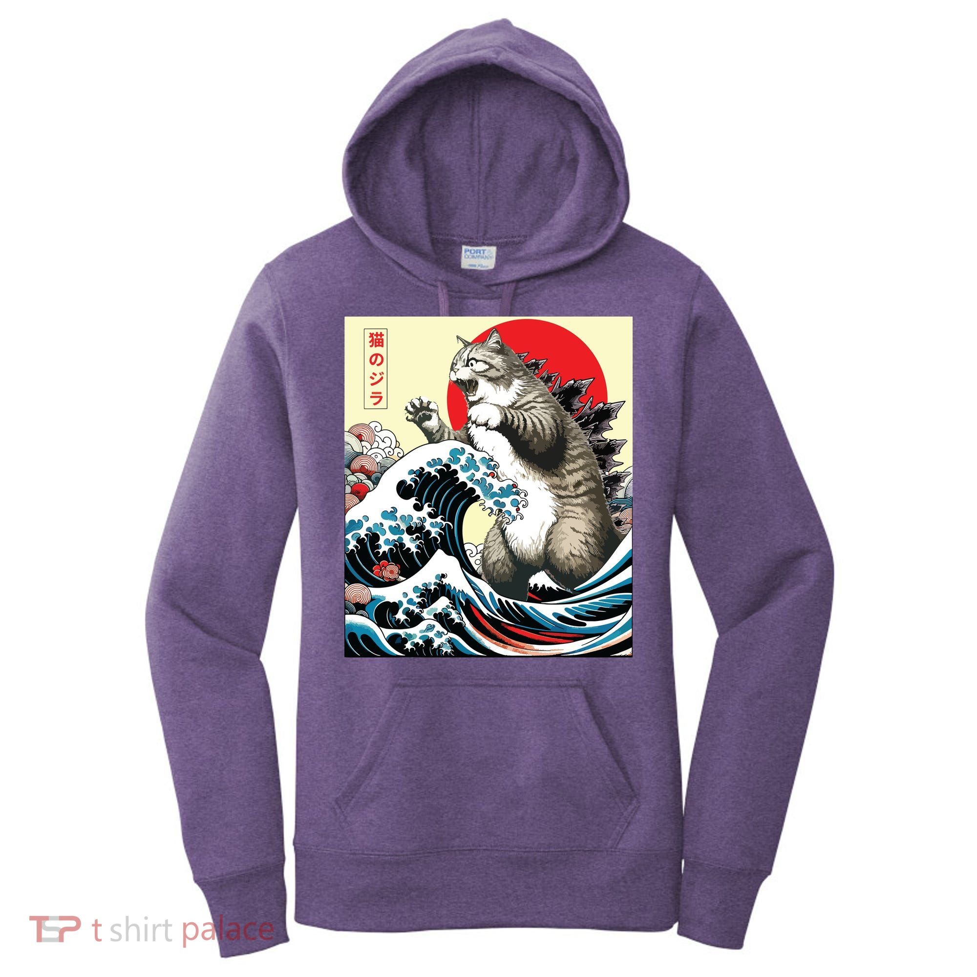 Catzilla Cat Japanese Art Funny Cat Gifts Women's Hoodie