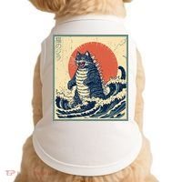 Catzilla Cat Japanese Art Funny Cat Doggie Tank thumb 0