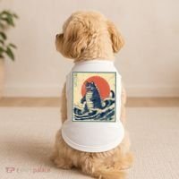 Catzilla Cat Japanese Art Funny Cat Doggie Tank thumb 2