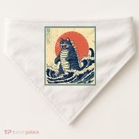 Catzilla Cat Japanese Art Funny Cat USA-Made Doggie Bandana thumb 0