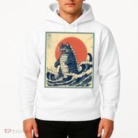 Catzilla Cat Japanese Art Funny Cat Hoodie thumb 2