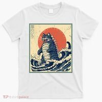 Catzilla Cat Japanese Art Funny Cat T-Shirt thumb 0