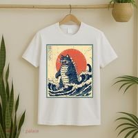 Catzilla Cat Japanese Art Funny Cat T-Shirt thumb 2